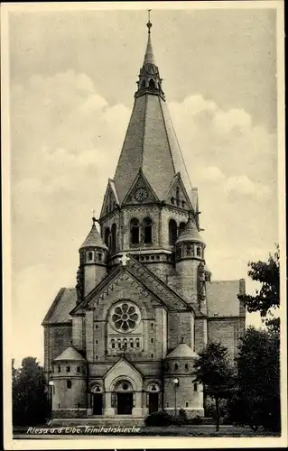 Ak Riesa an der Elbe Sachsen, Trinitatiskirche