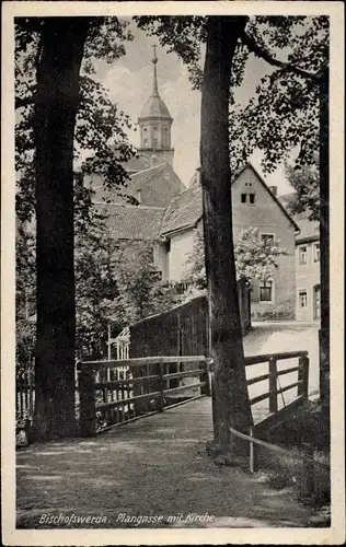 Ak Bischofswerda in Sachsen, Plangasse, Kirche