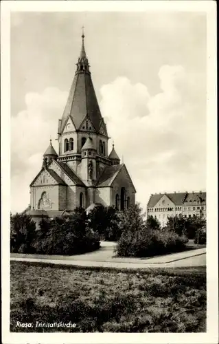 Ak Riesa an der Elbe Sachsen, Trinitatiskirche