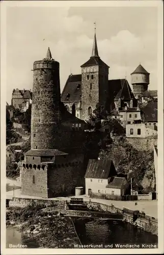 Ak Bautzen, Wasserkunst, Wendische Kirche