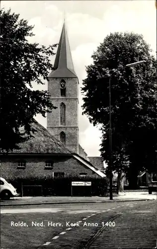 Ak Rolde Drenthe Niederlande, Ned. Herv. Kerk anno 1400