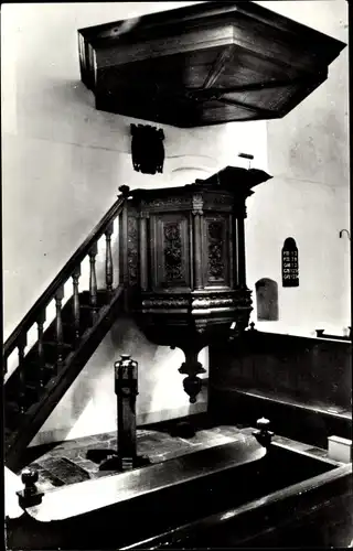 Ak Norg Drenthe, Ned. Herv. Kerk, Innenansicht, Kanzel