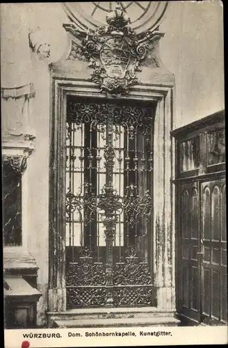Ak Würzburg am Main Unterfranken, Dom, Schönbornkapelle, Kunstgitter