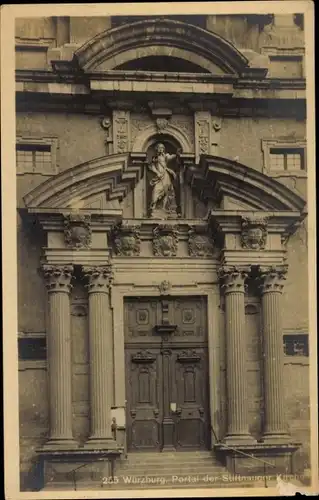 Ak Würzburg Unterfranken, Blick auf das Portal der Stiftnauger Kirche