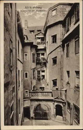 Ak Würzburg am Main Unterfranken, Alt-Würzburg, Klosterhof am Marktplatz