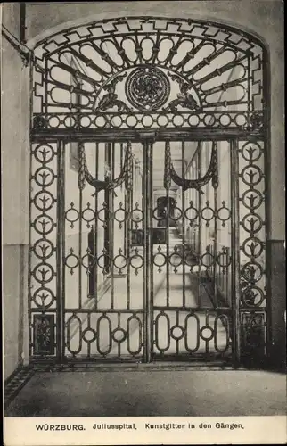 Ak Würzburg am Main Unterfranken, Juliusspital, Kunstgitter in den Gängen
