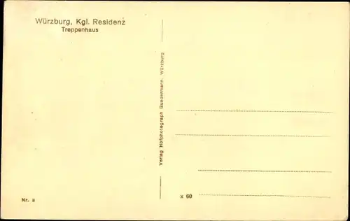 Ak Würzburg am Main Unterfranken, Kgl. Residenz, Treppenhaus