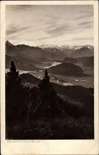 Ak Füssen im Ostallgäu, Blick vom Falkenstein gegen die Zugspitze