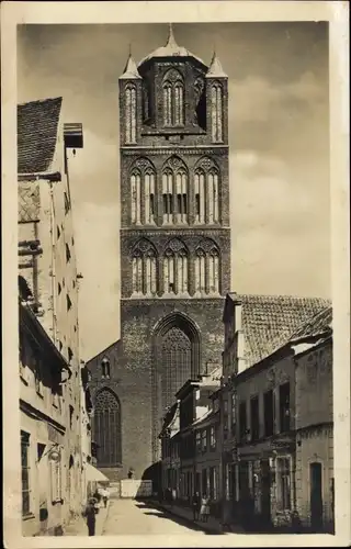 Ak Stralsund in Vorpommern, Jakobikirche, von der Boettcherstraße aus