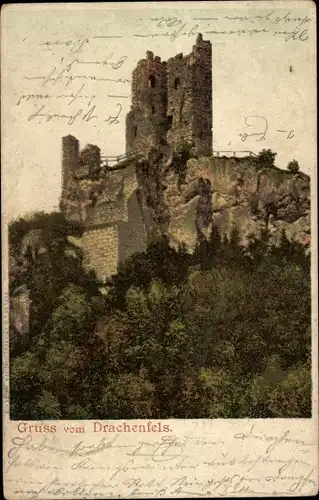 Litho Königswinter am Rhein, Drachenfels