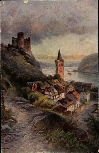 Ak Sankt Goarshausen am Rhein, Burg Maus