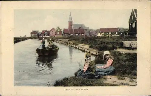 Ak Marken Nordholland Niederlande, Teilansicht, Mädchen in Tracht