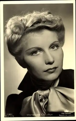 Ak Schauspielerin Marieluise Claudius, Portrait, Ross Verlag A 2499 1