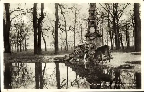 Ak München, Nymphenburg, Hirschbrunnen