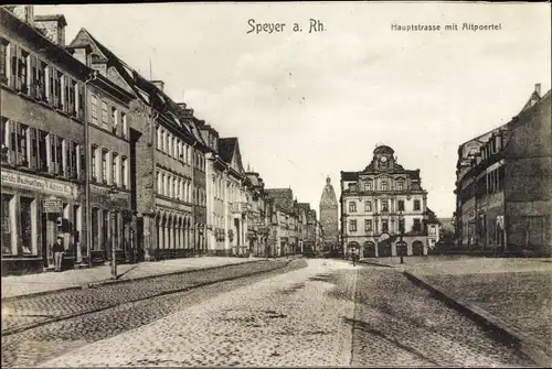 Ak Speyer am Rhein, Hauptstraße mit Altpoertel