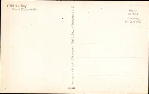 Ak Fürth in Mittelfranken Bayern, Untere Königsstraße