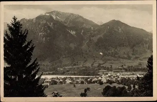 Ak Lenggries in Oberbayern, mit Brauneck, Panorama