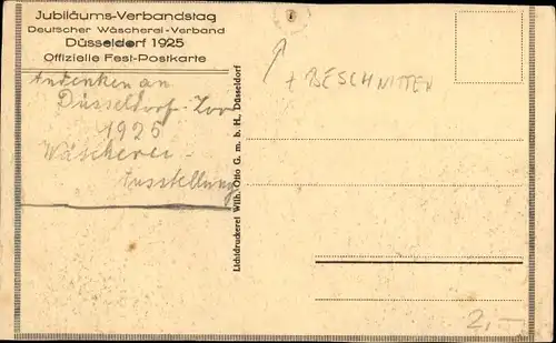 Ak Düsseldorf am Rhein, Jubiläums-Verbandstag, Deutscher Wäscherei-Verband 1925