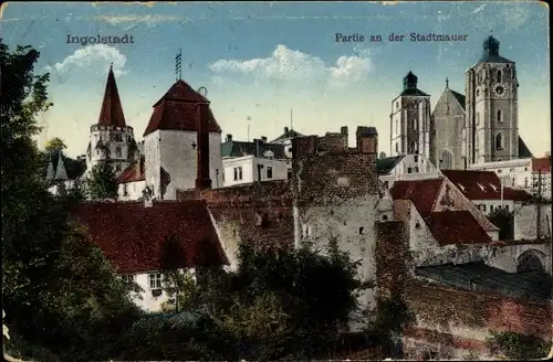 Ak Ingolstadt in Oberbayern, Partie an der Stadtmauer