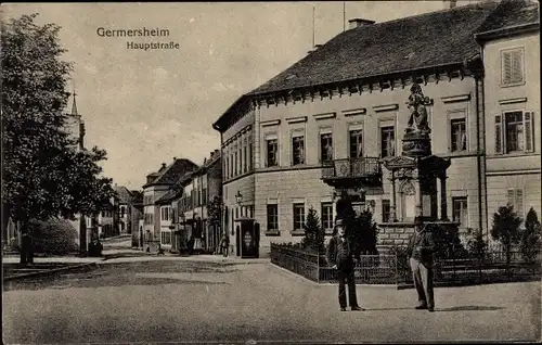 Ak Germersheim am Rhein, Hauptstraße, Denkmal