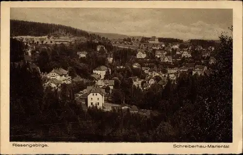 Ak Szklarska Poręba Schreiberhau Riesengebirge Schlesien, Panorama vom Ort