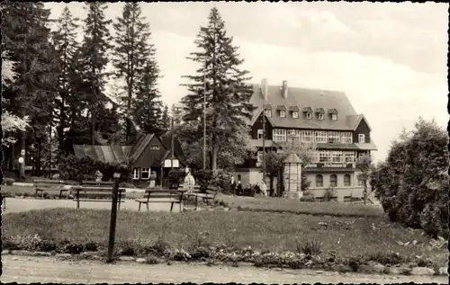 Ak Bärenburg Altenberg im Erzgebirge, Omnibushalteplatz, Erholungsheim Friedenswacht