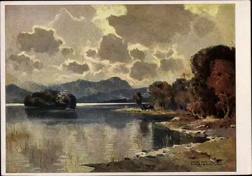 Künstler Ak Maurus, Hanns, Feldafing am Starnberger See Oberbayern, Roseninsel