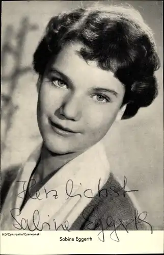 Ak Schauspielerin Sabine Eggerth, Portrait, Autogramm