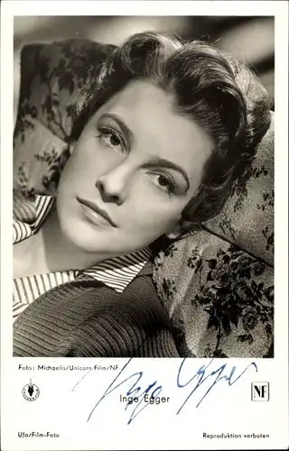 Ak Schauspielerin Inge Egger, Portrait, Autogramm