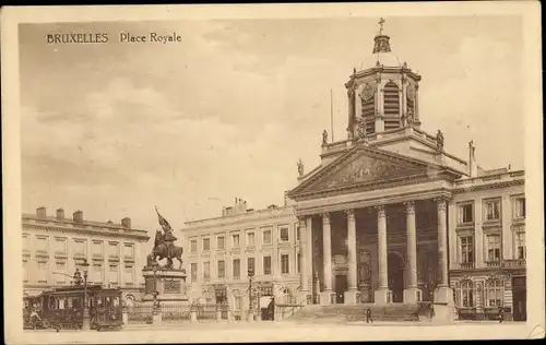 Ak Bruxelles Brüssel, Place Royale, Straßenbahn