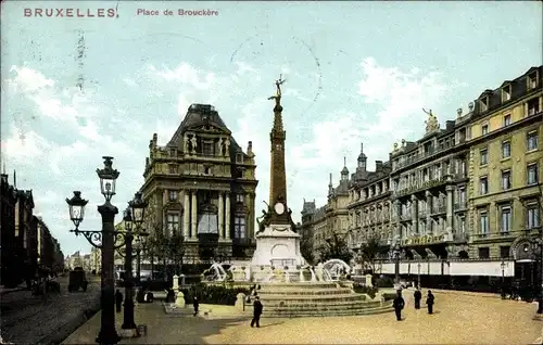 Ak Bruxelles Brüssel, Place de Brouckère, Monument Anspach