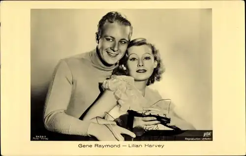 Ak Schauspieler Lilian Harvey und Gene Raymond, Portrait