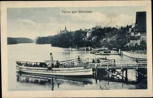 Ak Berlin Zehlendorf Wannsee, Teilansicht, Fähre