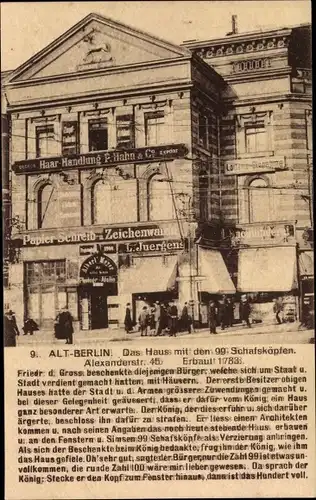 Ak Berlin Mitte, Alexanderstraße 45, Haarhandlung, Inh. P. Hahn, Geschäft, Inh. L. Juergens