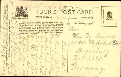 Ak London City England, St. Paul's and Ludgate Hill