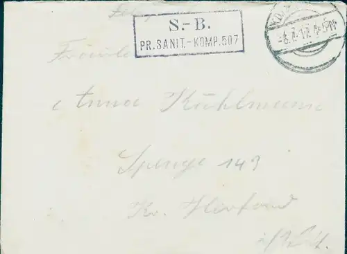 Dt. Feldpost, Pr. Sanit. Komp. 507, I WK, Truppenstempel