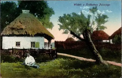 Ak Polen, Królestwo Polskie, Dorfpartie, Haus