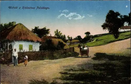Ak Polen, Królestwo Polskie, Dorfpartie, Häuser
