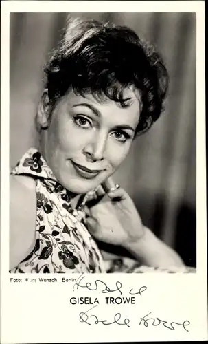 Ak Schauspielerin Gisela Trowe, Autogramm