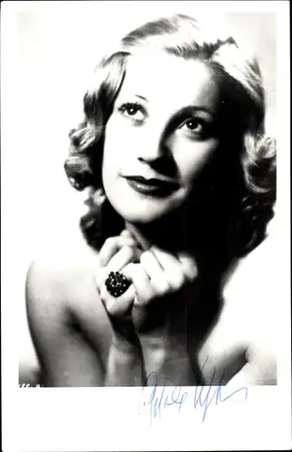 Foto Ak Schauspielerin Gisela Uhlen, Portrait, Autogramm
