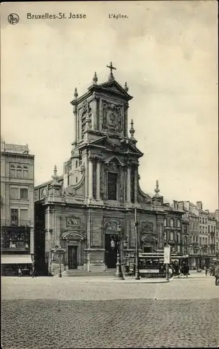 Ak Saint Josse Bruxelles Brüssel, L'Eglise, Straßenbahn