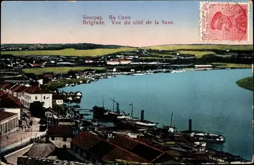 Ak Beograd Belgrad Serbien, Vue du cote de la Save