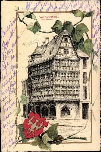 Wappen Litho Strasbourg Straßburg Elsass Bas Rhin, Haus Kammerzell, Zunftwappen