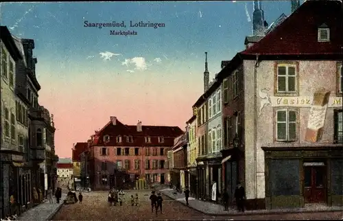 Ak Saargemünd Sarreguemines Lothringen Moselle, Marktplatz