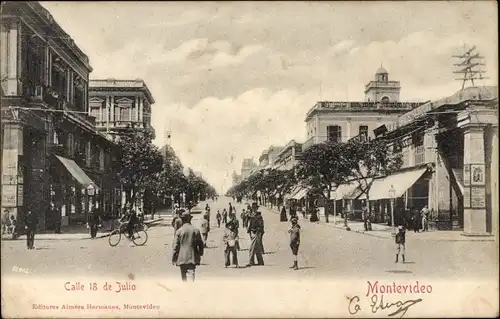 Ak Montevideo Uruguay, Calle 18 de Julio