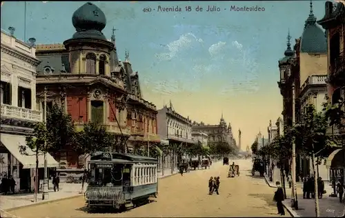 Ak Montevideo Uruguay, Avenida 18 de Julio