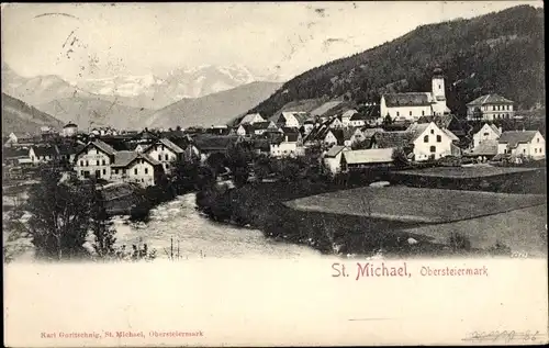 Ak Sankt Michael in Obersteiermark, Gesamtansicht