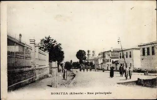 Ak Koritza Albanien, Hauptstraße