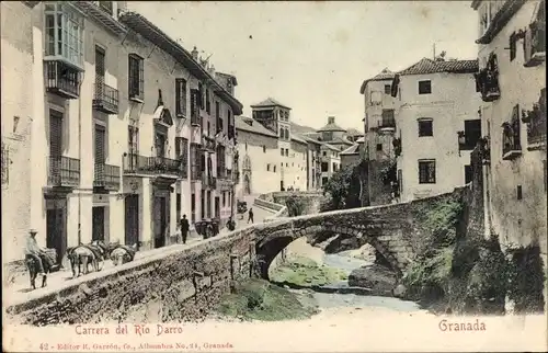Ak Granada Andalusien Spanien, Carrera del Rio Darro