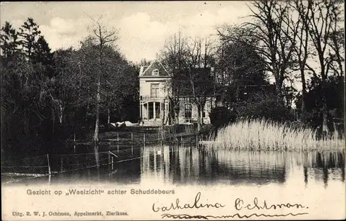 Ak Schuddebeurs Schouwen Duiveland Zeeland, Gezicht op Weelzicht